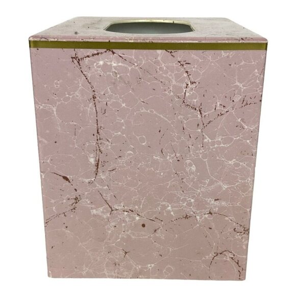 Dawson Tissue Box Cover Pink Gold Marbleized Plastic Lightweight Vtg 80s Taiwan - Picture 2 of 7